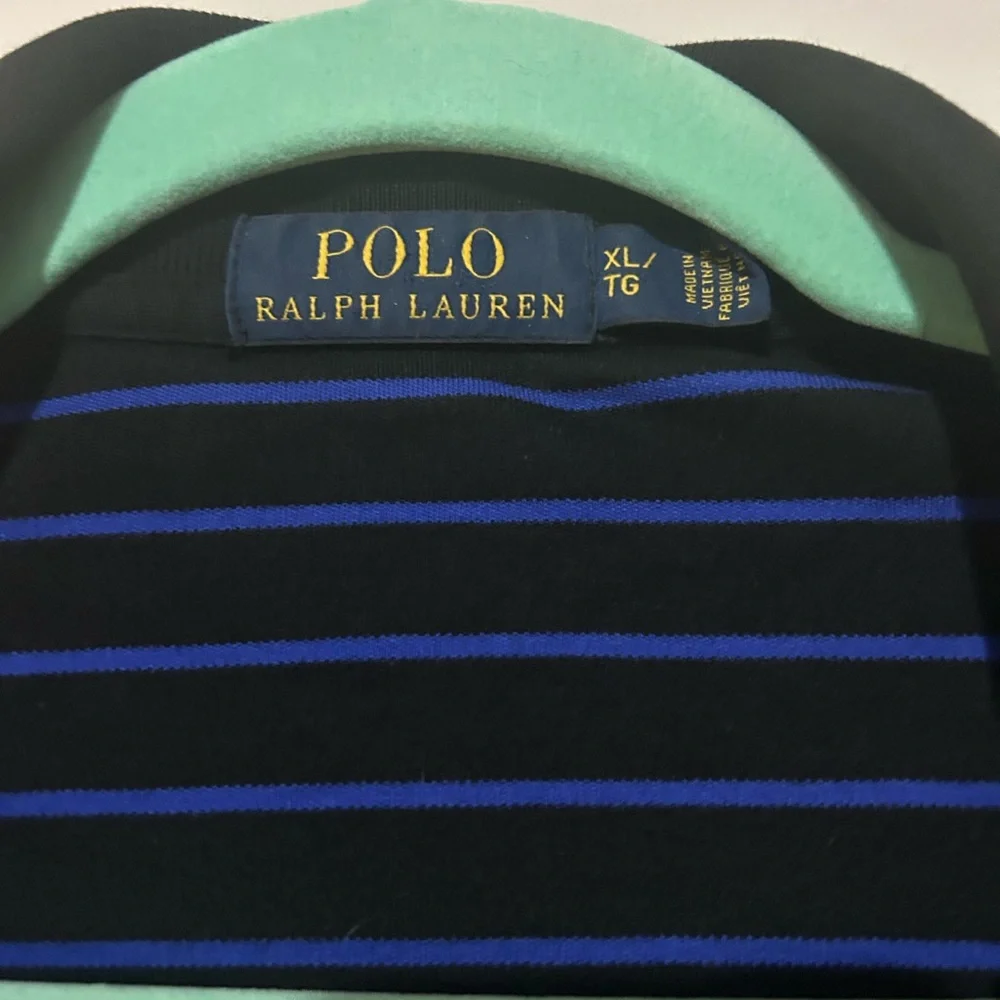 Polo Ralph Lauren Long Sleeve Striped Polo Shirt‎ Black Blue Menswear XL